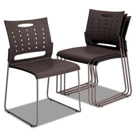 Alera Continental Series Plastic Perforated Back Stack Chair, Supports 275 lb, Charcoal Gray Seat/Back, Gunmetal Base, 4/CT