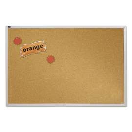 Natural Cork Bulletin Board, 96 x 48, Anodized Aluminum Frame