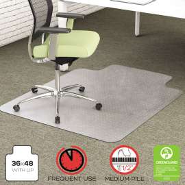 EnvironMat Recycled Anytime Use Chair Mat, Med Pile Carpet, 36 x 48 with Lip, Clear