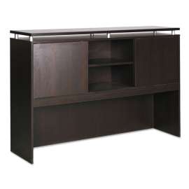 Alera - Sedina Series Espresso 3 Compartments Office Desk Hutch with Sliding Doors