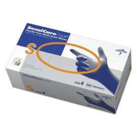 Sensicare Ice Nitrile Exam Gloves, Powder-Free, Small, Blue, 250/Box