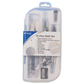 Ten Piece Math Tool Kit, Blue with Gray Tools, Hard Plastic Case