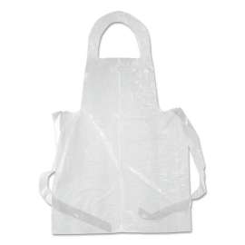 Poly Apron, 28 x 55, 1 mil, One Size Fits All, White, 100/Pack
