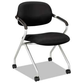 HON VL314 Mesh Back Nesting Chair, Supports Up to 250 lb, 19" Seat Height, Black Seat, Black Back, Silver Base