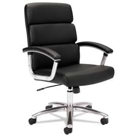 Traction High-Back Executive Chair, Supports up to 250 lbs., Black Seat/Black Back, Polished Aluminum Base
