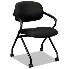 HON VL314 Mesh Back Nesting Chair, Black Seat/Black Back, Black Base
