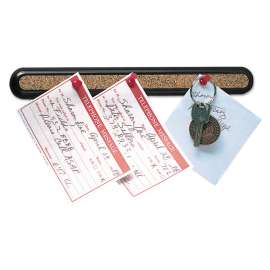 Bulletin Bar II Natural Cork Bulletin, 12 x 1, Brown Surface, Black Plastic Frame
