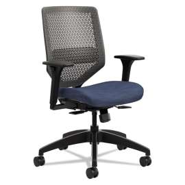 HON Solve Series Upholstered Back Task Chair, Supports Up to 300 lb, 17" to 22" Seat Height, Ink Seat/Back, Black Base