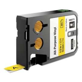 XTL All-Purpose Vinyl Labels, 0.5" x 24.6 ft, Yellow/Black Print