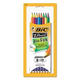 #2 Pencil Xtra Fun, HB (#2), Black Lead, Assorted Barrel Colors, 8/Pack