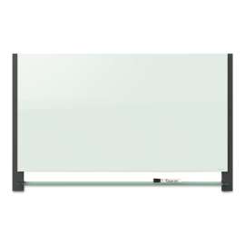 Evoque Magnetic Glass Marker Board with Black Aluminum Frame, 74 x 42, White