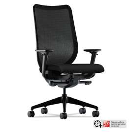 HON Accommodate Series Cafe Stool, Supports up to 300 lbs., Black Seat/Black Back, Black Base
