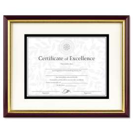 Document/Certificate Frame w/Mat, Plastic, 11 x 14, 8 1/2 x 11, Mahogany/Gold