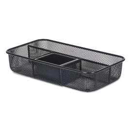Metal Mesh Organizer Tray, Four Compartments, 10.63 x 6 x 2, Black