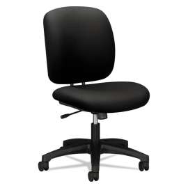 HON ComforTask Task Stool, Adjustable Footring, Supports Up to 300 lb, 22" to 32" Seat Height, Iron Ore Seat/Back, Black Base