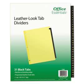 Preprinted Black Leather Tab Dividers, 31-Tab, 1 to 31, 11 x 8.5, Buff, 1 Set