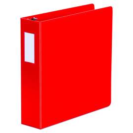 Deluxe Non-View D-Ring Binder with Label Holder, 3 Rings, 2" Capacity, 11 x 8.5, Red