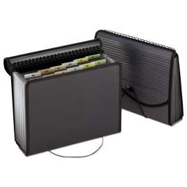 Spiral Poly Expanding File, 4" Expansion, 13 Sections, Cord/Hook Closure, 1/6-Cut Tabs, Letter Size, Smoke