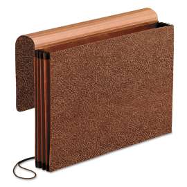 Premium Reinforced Expanding Wallet, 3.5" Expansion, 1 Section, Elastic Cord Closure, Legal Size, Red Fiber