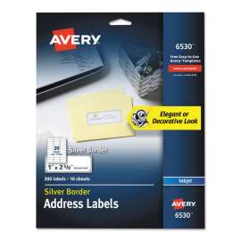 White Easy Peel Address Labels w/ Border, Inkjet Printers, 1 x 2.63, White, 30/Sheet, 10 Sheets/Pack