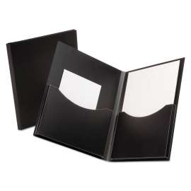 Poly Double Stuff Gusseted 2-Pocket Folder, 200-Sheet Capacity, 11 x 8.5, Black