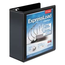 ExpressLoad ClearVue Locking D-Ring Binder, 3 Rings, 4" Capacity, 11 x 8.5, Black