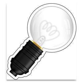 Single Design Cut-Outs, Light Bulbs, 3.5" x 6.25", Black/White, 36/Pack