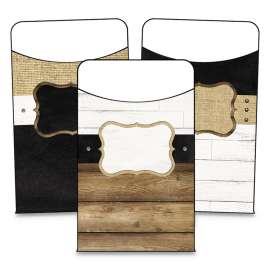 Library Pockets, Industrial Chic, 3.25" x 5.25", Brown/White/Black, 36/Pack