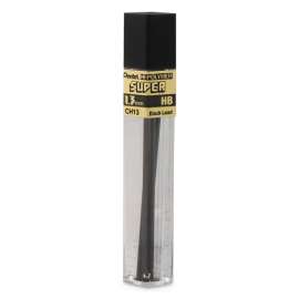 Super Hi-Polymer Lead Refill, 1.3 mm, HB, Black, 6/Tube