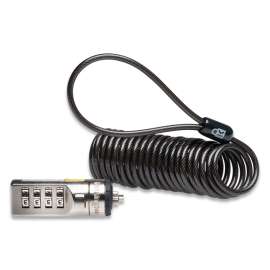 Portable Combination Laptop Lock, 6 ft Carbon Strengthened Steel Cable, Gray