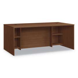 HON Foundation Breakfront Desk Shell Bow Front, 72" x 42" x 29", Mahogany