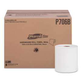 Hardwound Roll Paper Towels, 1-Ply, 7.88" x 600 ft, White, 12 Rolls/Carton