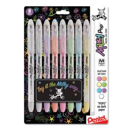 Milky Pop Gel Pen, Stick, Medium 0.8 mm, Assorted Ink and Barrel Colors, 8/Pack