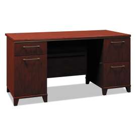 Enterprise Collection Double Pedestal Desk, 60" x 28.63" x 29.75", Harvest Cherry, (Box 2 of 2)