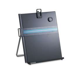 Letter-Size Freestanding Desktop Copyholder, 40 Sheet Capacity, Stainless Steel, Black