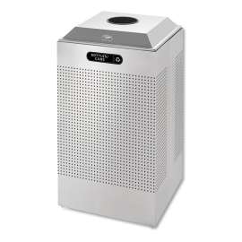 Silhouette Square Can/Bottle Recycling Collection, 29 gal, Steel, Silver Metallic