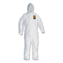 A30 Elastic-Back and Cuff Hooded Coveralls, 4X-Large, White, 21/Carton