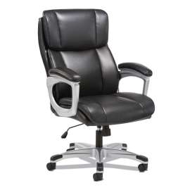 3-Fifteen Executive High-Back Chair, Supports Up to 225 lb, 20" to 24.8" Seat Height, Black Seat/Back, Chrome Base