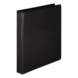 Heavy-Duty Round Ring View Binder with Extra-Durable Hinge, 3 Rings, 1" Capacity, 11 x 8.5, Black