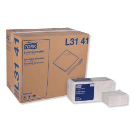 Universal Luncheon Napkins, 1-Ply, 13" x 11.5", 1/4 Fold, Poly-Pack, White 6000/Carton