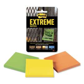 Water-Resistant Self-Stick Notes, Multi-Colored, 3" x 3", 45 Sheets, 3/Pack