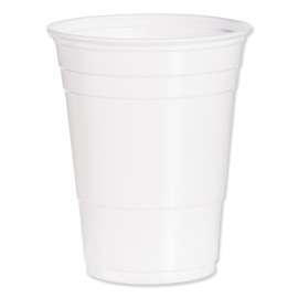 SOLO Party Plastic Cold Drink Cups, 16 oz to 18 oz, White, 50/Bag, 20 Bags/Carton