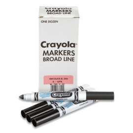 Broad Line Washable Markers, Broad Bullet Tip, Black, 12/Box