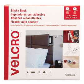 Sticky-Back Fasteners, Removable Adhesive, 0.75" x 49 ft, White