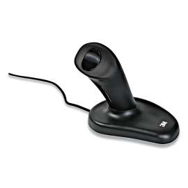 Ergonomic Wired Three-Button Optical Mouse, Large, PS2/USB, Right Hand Use, Black