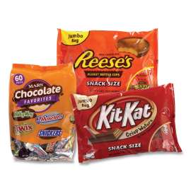 Chocolate Party Assortment, Mars Asst/Kit Kat/Reese's Peanut Butter Cups, 3 Bag Bundle, Delivered in 1-4 Business Days