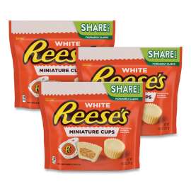 Peanut Butter Cups Miniatures Share Pack, White Creme, 10.5 oz Bag, 3 Bags/Pack, Delivered in 1-4 Business Days
