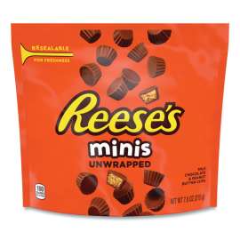 Peanut Butter Cups Unwrapped Miniatures, Resealable Bag, 7.6 oz Bag, 4/Pack, Delivered in 1-4 Business Days