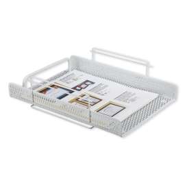 Urban Collection Punched Metal Letter Tray, 1 Section, Letter Size Files, 10" x 13.75" x 3.5", White