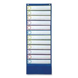 Deluxe Scheduling Pocket Chart, 13 Pockets, 13 x 36, Blue